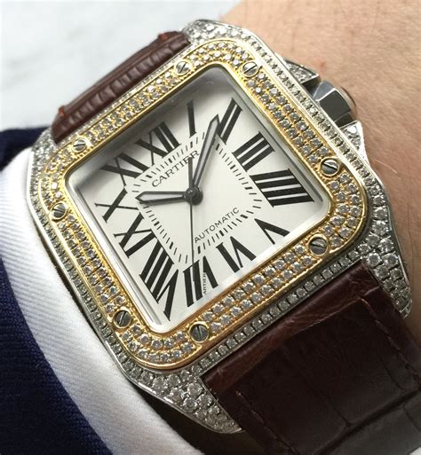 cartier santos iced|cartier santos 100 xl diamond.